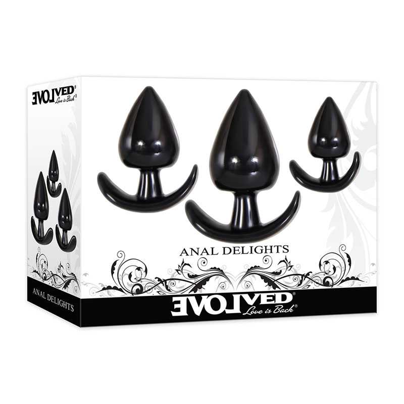 Evolved ANAL DELIGHTS Black Butt Plugs - Set of 3