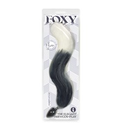 Foxy Fox Tail Silicone Butt Plug - Grey White Tip