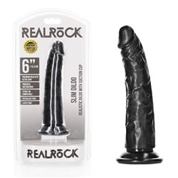 REALROCK Realistic Slim Dildo 15.5 cm - Black