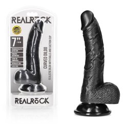 REALROCK Curved Dildo + Balls 18 cm - Black
