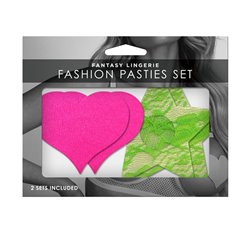 GLOW FASHION PASTIES SET - Solid Pink/Green