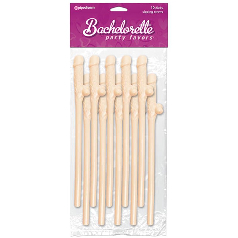 BP Dicky Sipping Straws - 10 Pack Flesh