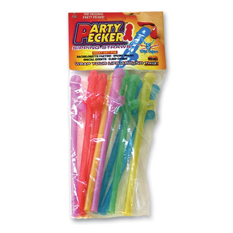 Pecker Sipping Straws - 10 Pack Coloured