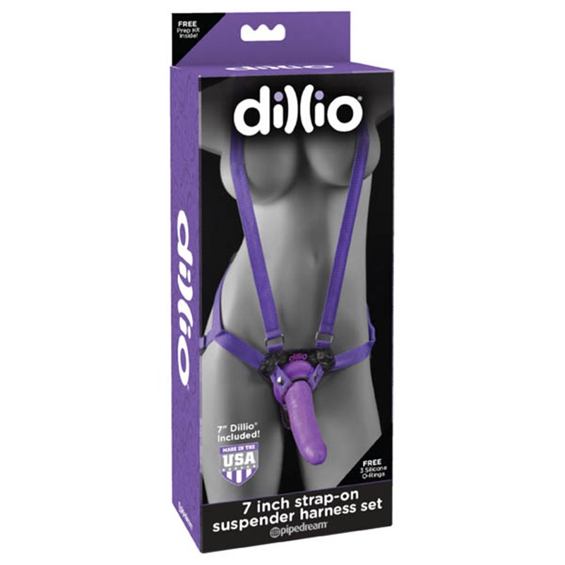 Dillio - 7'' Strap-On Suspender Harness - Purple
