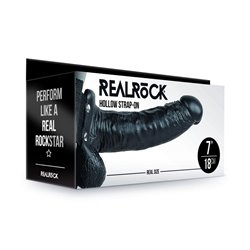 REALROCK Hollow Strap-on with Balls - 18 cm Black