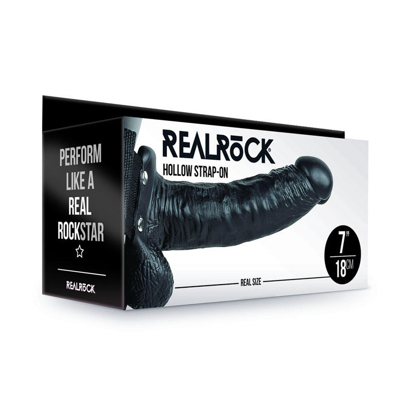 REALROCK Hollow Strap-on with Balls - 18 cm Black