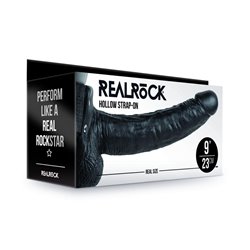 REALROCK Hollow Strap-on with Balls - 23 cm Black