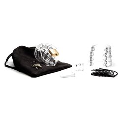 Mini-Me Black Chastity Cock Cage Kit - Clear