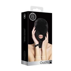 OUCH! Velvet & Velcro Mask with Open Mouth - Black