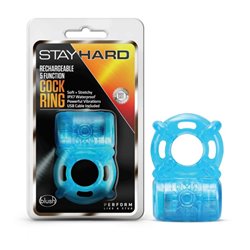 Stay Hard Rechargeable 5 Func Cock Ring - Blue