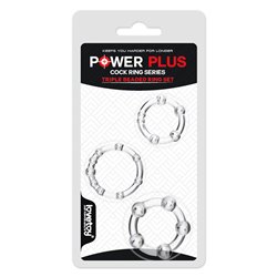 Power Plus Triple Beaded Ring Set - 3 Pack